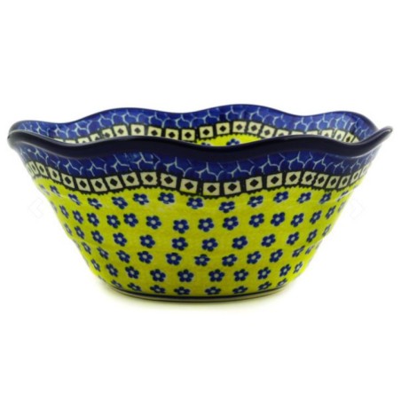 Polish Pottery Wavy Bowl 8" Sunburst