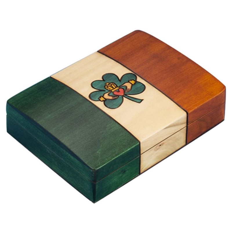 Polish Wooden Box - Irish Flag with Claddagh Polish Wooden Box - Irish Flag with Claddagh