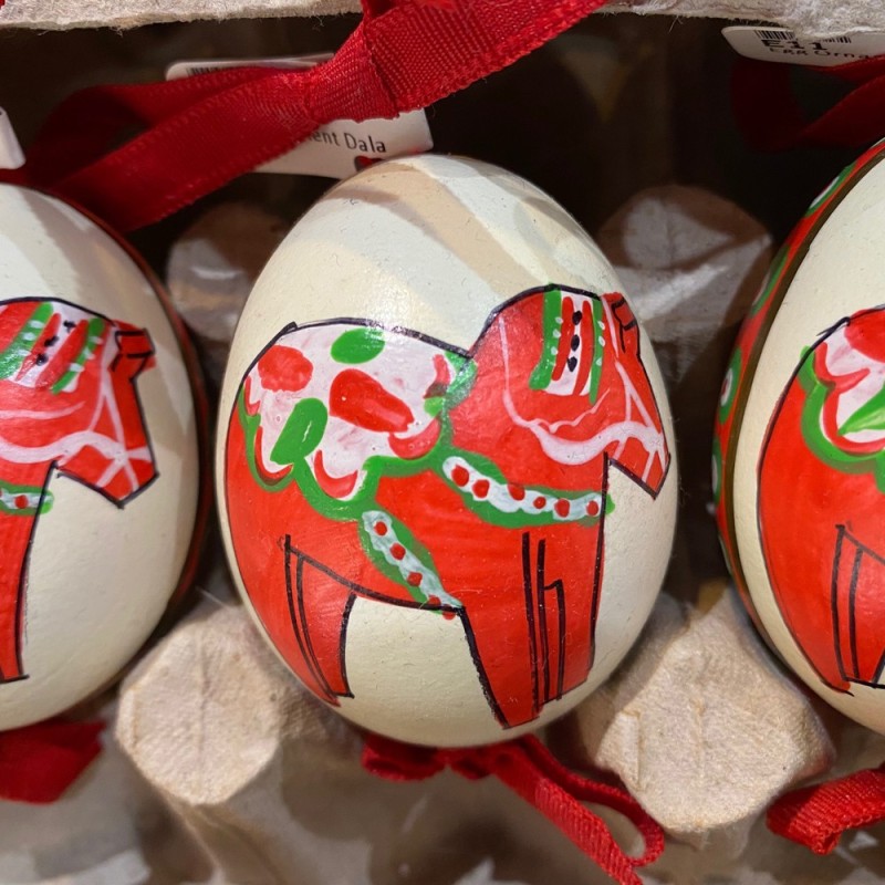 Eggshell Ornament Swedish Dala Horse Eggshell Ornament Swedish Dala Horse