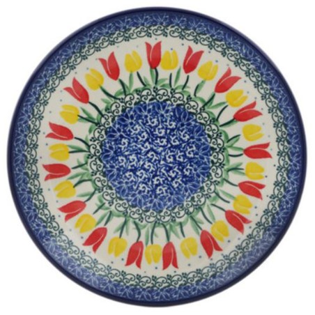 Polish Pottery Plate - 8" - Tulip Garden