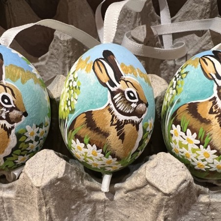 Eggshell Ornament Rabbit with Daisies