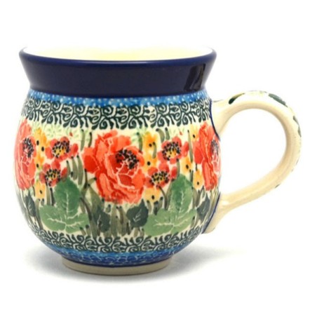 Polish Pottery Bubble Mug - 12 oz - Glorious Garden - Unikat