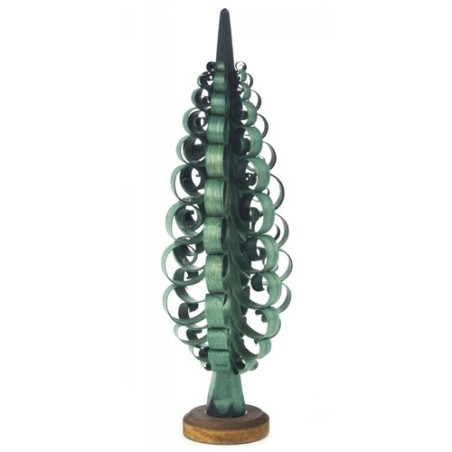 Hand-Shaved Wooden Tree - Green - 6" - Made in Germany