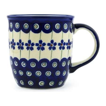 Polish Pottery Mug - 12 oz - Floral Peacock