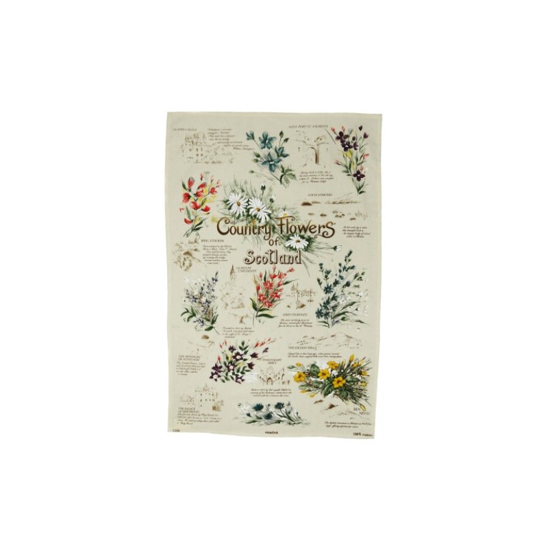 Country Flowers of Scotland Tea Towel