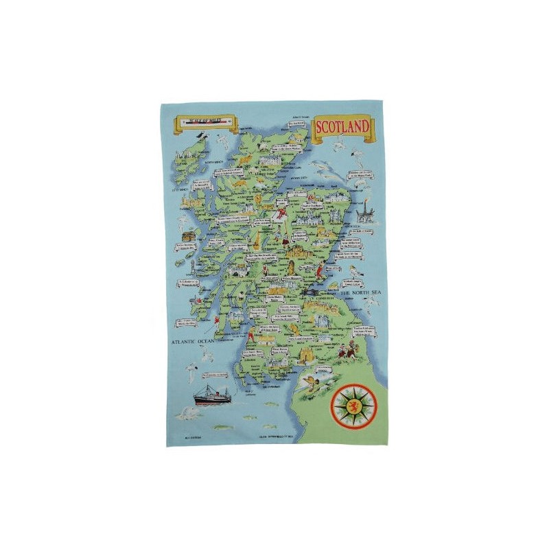 Map of Scotland Tea Towel