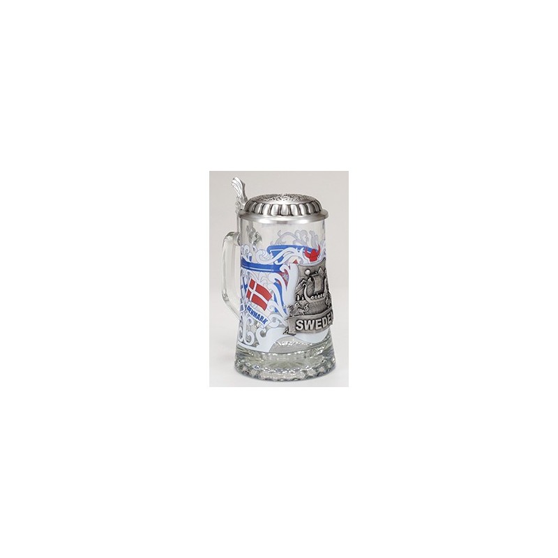 Glass Sweden Stein with Pewter Lid Glass Sweden Stein with Pewter Lid