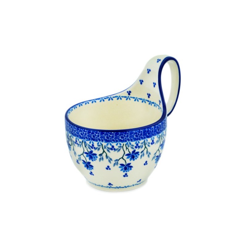 Polish Pottery Bowl - 4" with Handle - Clover