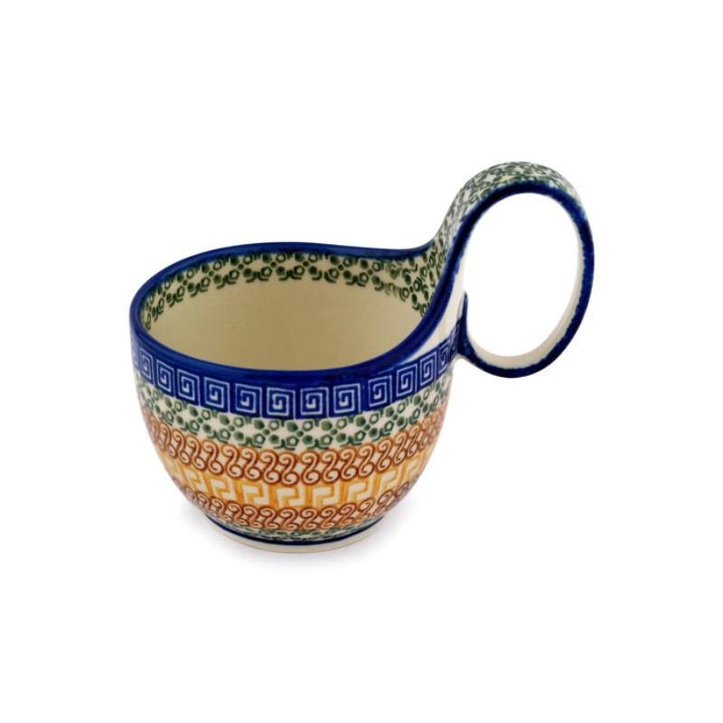 Polish Pottery Bowl - 4" with Handle - Autumn