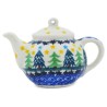 Polish Pottery Teapot Ornament - 4" - Trees and Stars