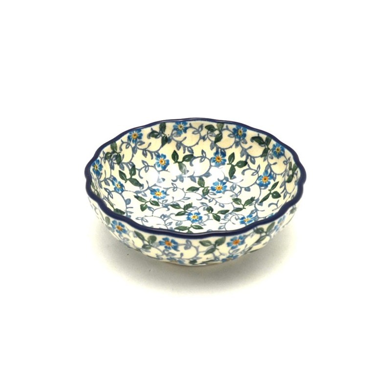 Polish Pottery Scalloped Bowl - 5" - Forget-Me-Not Polish Pottery Scalloped Bowl - 5" - Forget-Me-Not