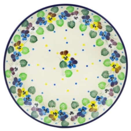 Polish Pottery Plate - 8" - Colorful Pansies
