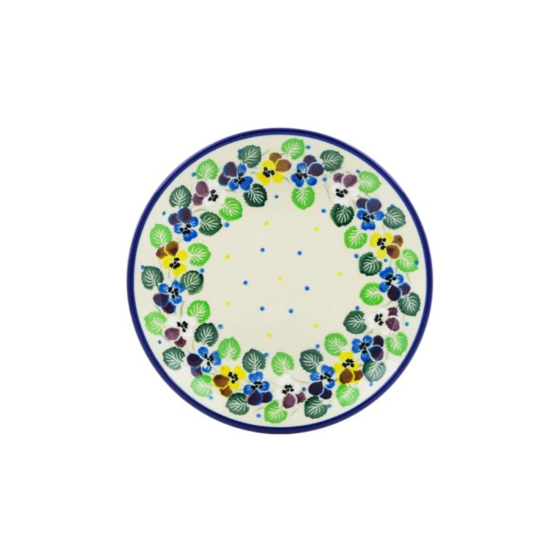 Polish Pottery Plate - 6" - Colorful Pansies Polish Pottery Plate - 6" - Colorful Pansies