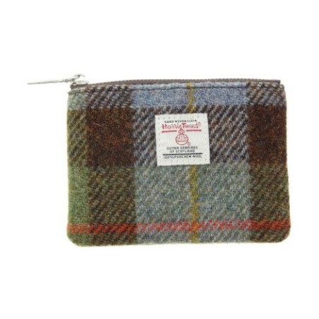 Harris Tweed Coin Purse - Blue and Green MacLeod Tartan