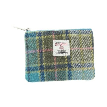 Harris Tweed Coin Purse - Turquoise and Grey