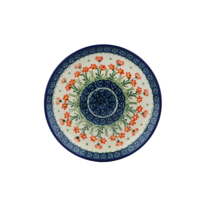 Polish Pottery Plate - 8" - Peach Spring Daisy Polish Pottery Plate - 8" - Peach Spring Daisy