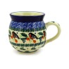 Polish Pottery Bubble Mug - 8 oz - Holly Robin